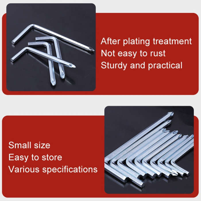 10pcs Screwdriver Hexagonal Wrench Scooter Repair Tools Cross Bit, Specification:4mm, Material:A3...