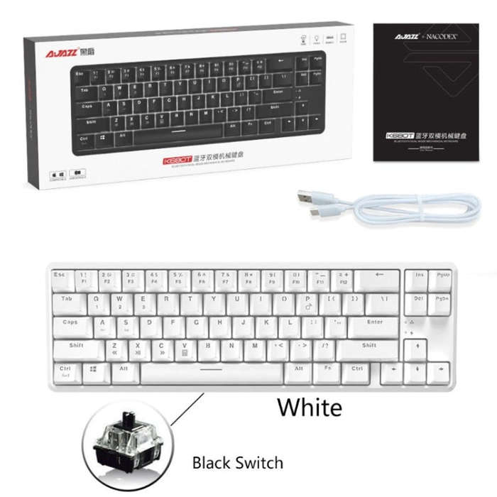 Ajazz K680T Mini USB Wired Dual-mode Charging 68-keys Laptop Bluetooth Mechanical Keyboard, Cable...