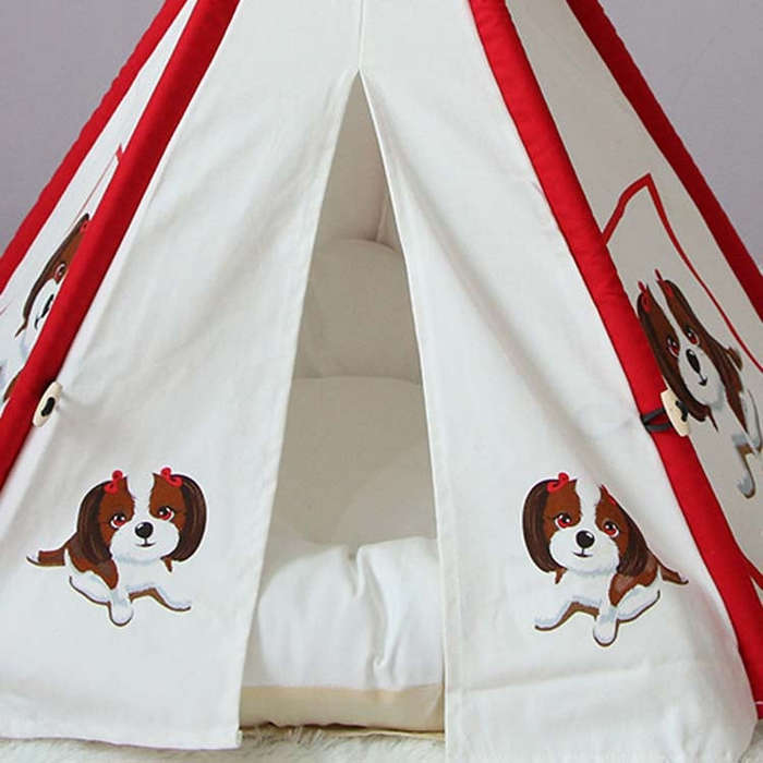 Pet Tent Removable And Washable Wooden Cat Kennel with Cushion, Specification: Large 60×60×70cm...