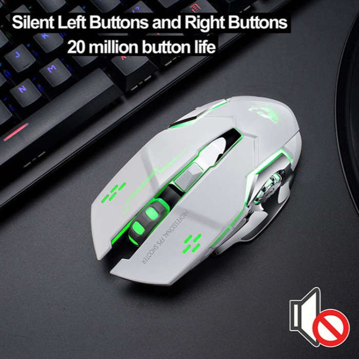 FREEDOM-WOLF X8 2400 DPI 6 Keys 2.4G Wireless Charging Silent Luminous Gaming Mechanical Mouse(Bl...