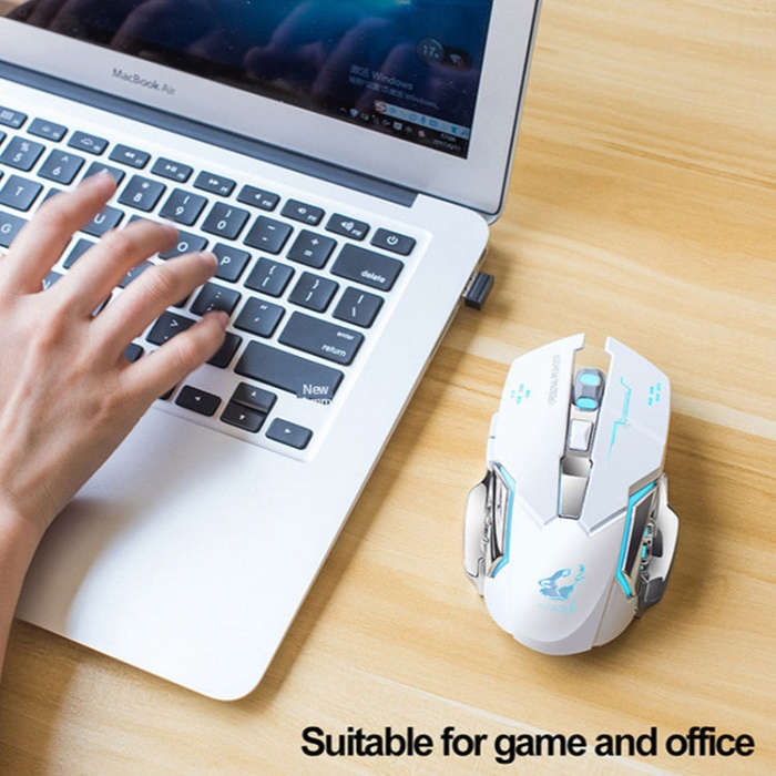 FREEDOM-WOLF X8 2400 DPI 6 Keys 2.4G Wireless Charging Silent Luminous Gaming Mechanical Mouse(Bl...
