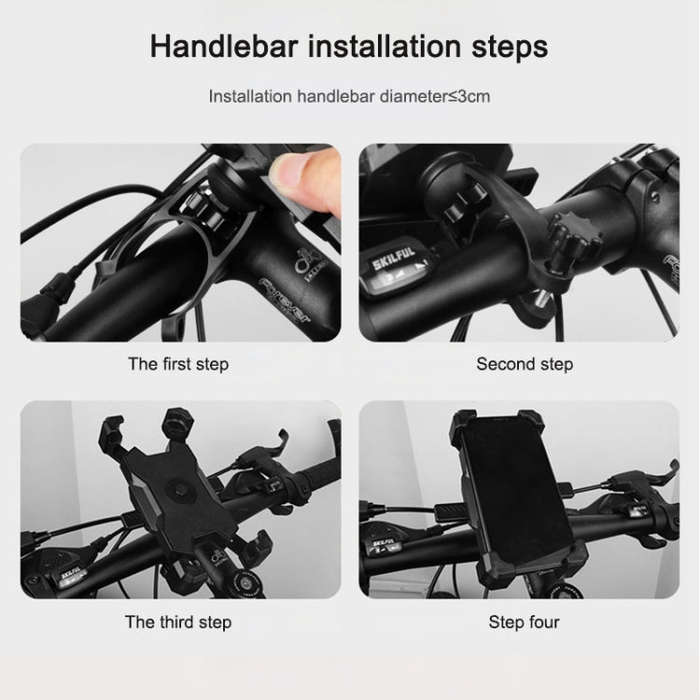 Electric Bicycle Mobile Phone Holder Can Be Rotated 360-degree Mobile Phone Holder Four-way Adjus...