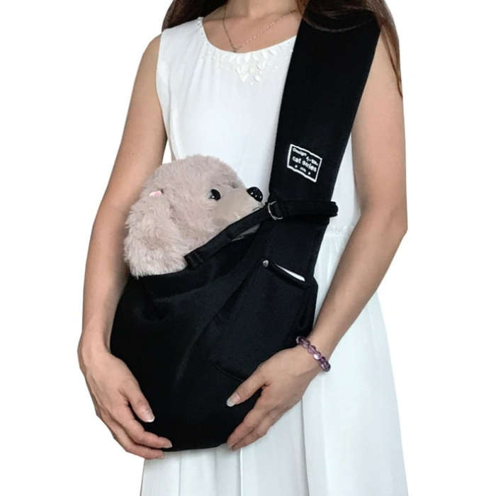 Pet Outing Carrier Bag Cotton Messenger Shoulder Bag, Colour: Black