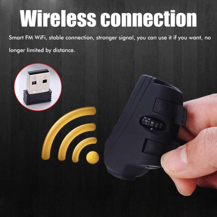GM306 2.4GHz Wireless Finger Lazy Mice with USB Receiver(Black)