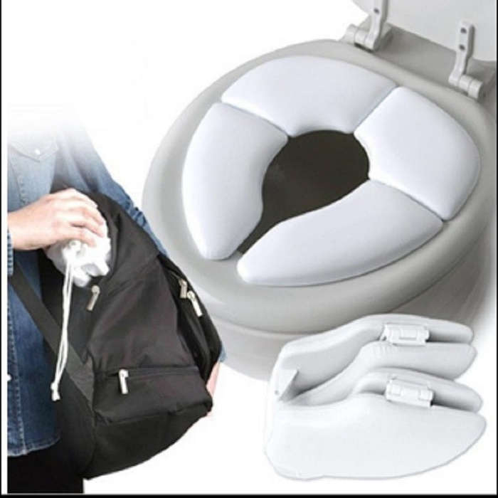Soft Skin-Friendly Children Folding Potty Seat Cover Baby Travel Folding Padded Toilet Seat Toile...