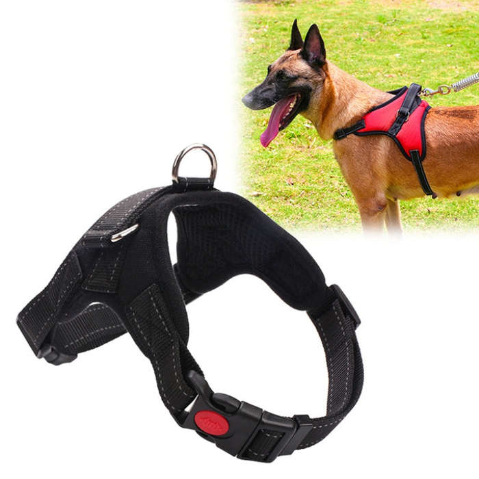 For Small Medium Large Dogs Pet Walking Chest Strap, Size:XL(Black)