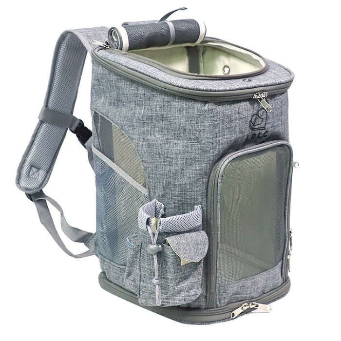 LDLC Pets Going Out Portable Foldable Breathable Backpack, Size:M(Light Gray)