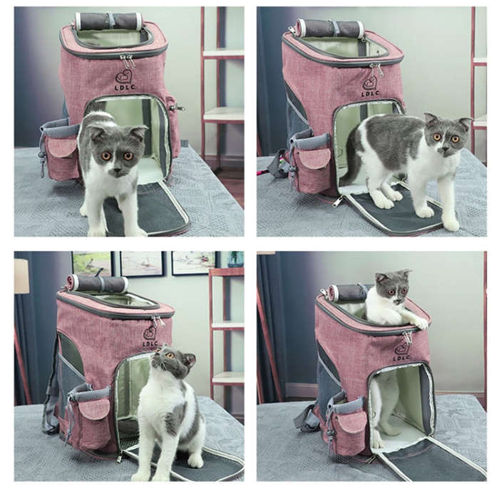 LDLC Pets Going Out Portable Foldable Breathable Backpack, Size:M(Light Gray)