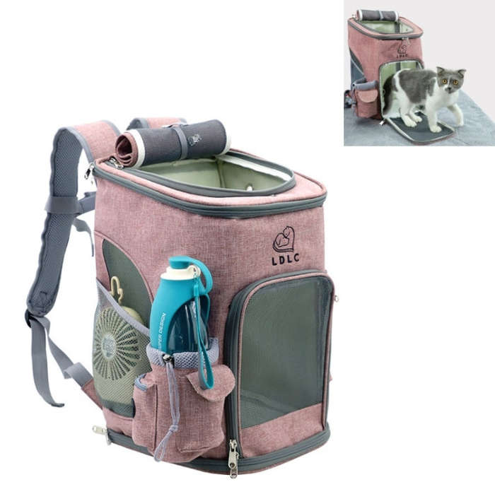 LDLC Pets Going Out Portable Foldable Breathable Backpack, Size:M(Light Pink )