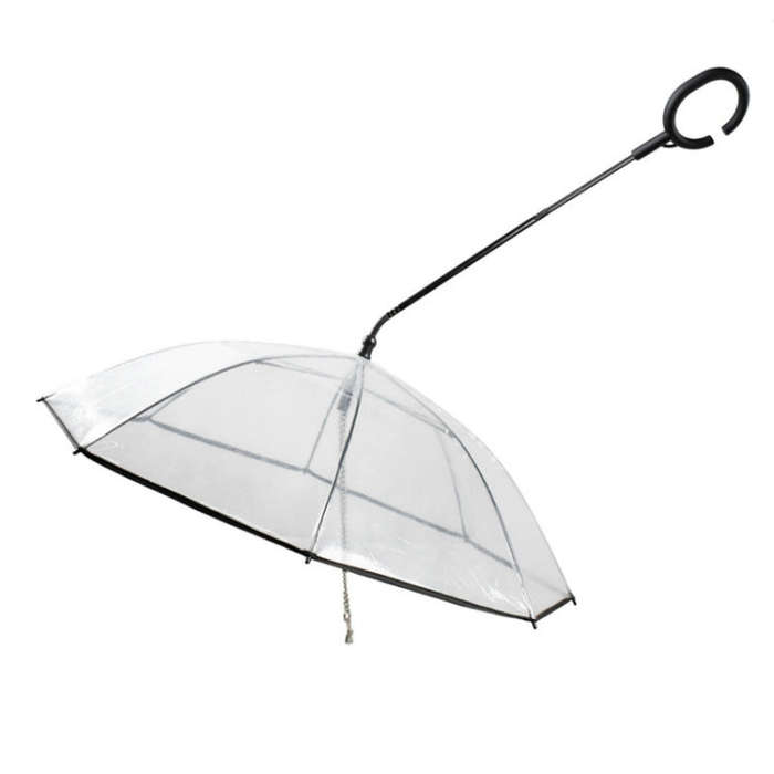 Pet Umbrella Transparent Adjustable Rainy Dog Walking Leash