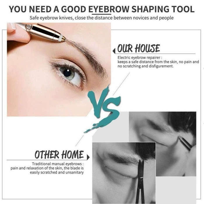 Push Button Electric Eyebrow Trimmer Automatic Hair Removal Device(Rose Gold)