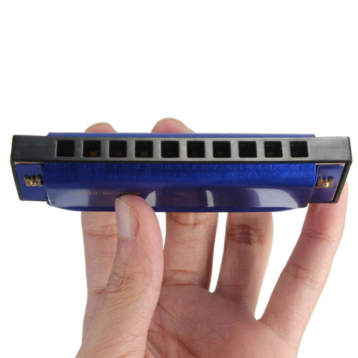 BEE 10-holes Dual-tones C Tone Brace Harmonica(Silver)