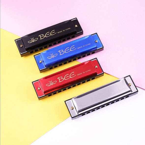 BEE 10-holes Dual-tones C Tone Brace Harmonica(Silver)
