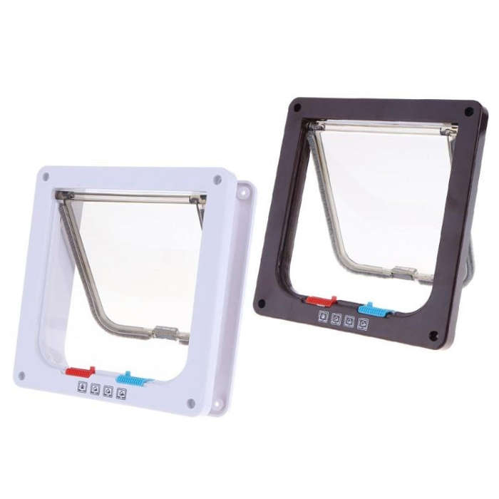 Pet Door 4 Ways Lockable Security Flap Door for Dog Cat Kitten Wall Mount Door Animal Small Pet C...
