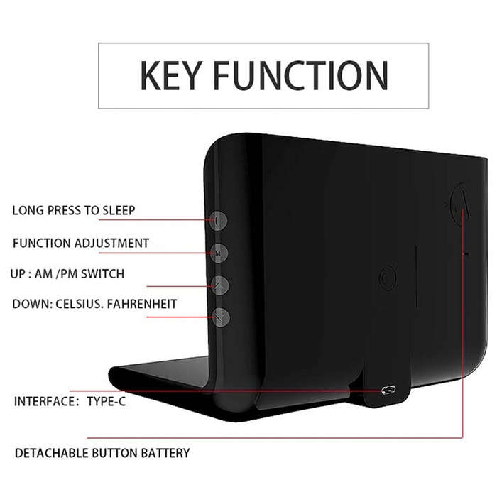 RT1 10W QI Universal Multi-function Mobile Phone Wireless Charger with Alarm Clock & Time / Calen...