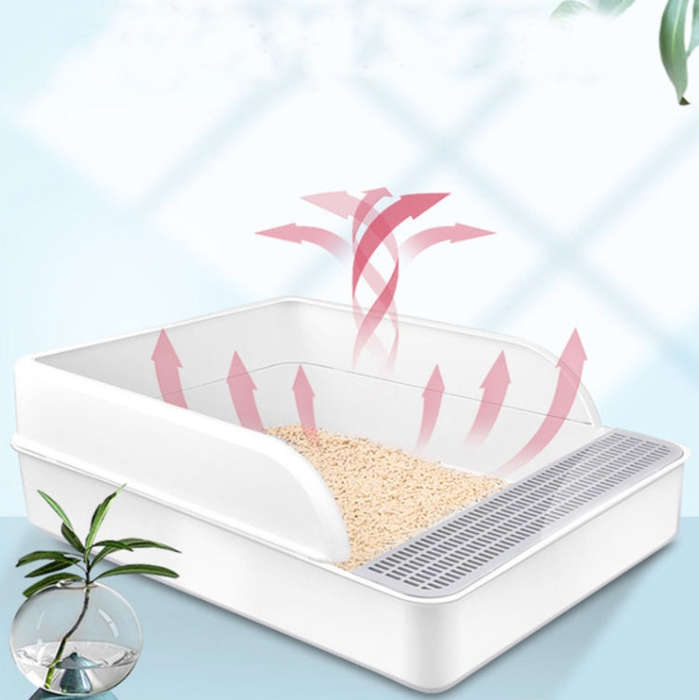 Cat Litter Box Semi-closed Square Feces Basin Pet Toilet, Size:Large