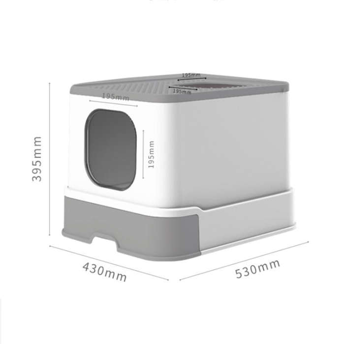 Top Drawer Fully Enclosed Cat Litter Box Pet Supplies(Gray)