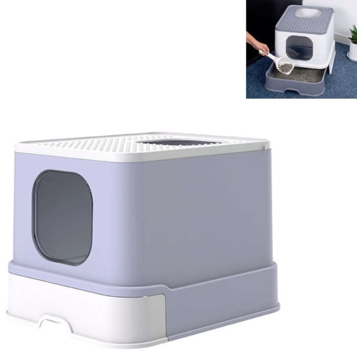 Top Drawer Fully Enclosed Cat Litter Box Pet Supplies(Purple)
