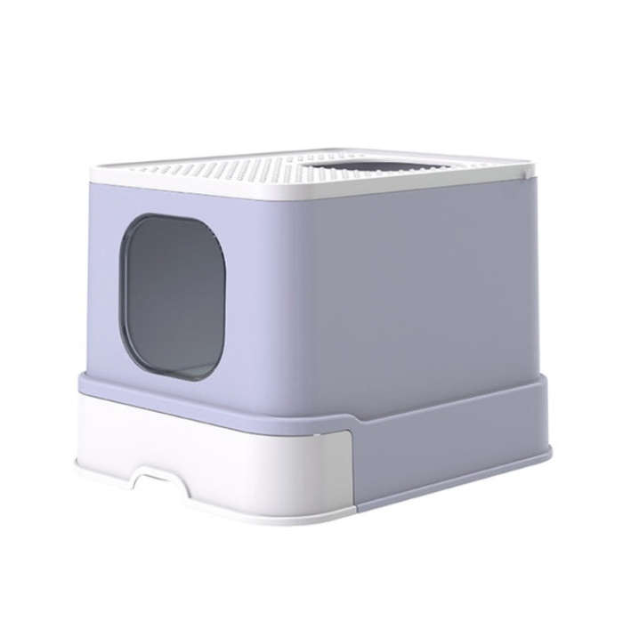 Top Drawer Fully Enclosed Cat Litter Box Pet Supplies(Purple)