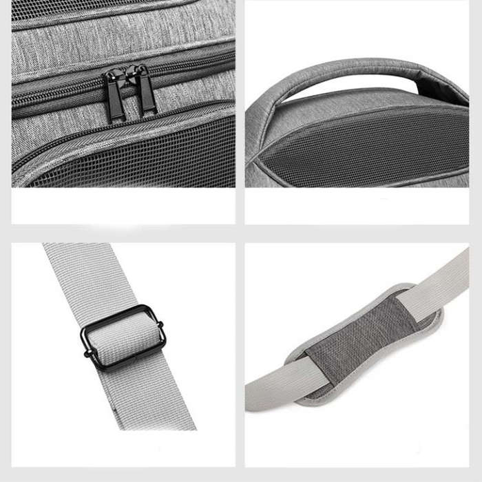 Portable Pet Bag for Outing Cats and Dogs Collapsible Pet Shoulder Bag Pet Backpack(Light Gray)