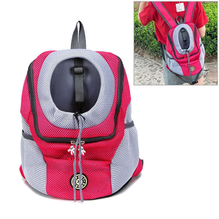 Outdoor Pet Dog Carrier Bag Front Bag Double Shoulder Portable Travel Backpack Mesh Backpack Head...