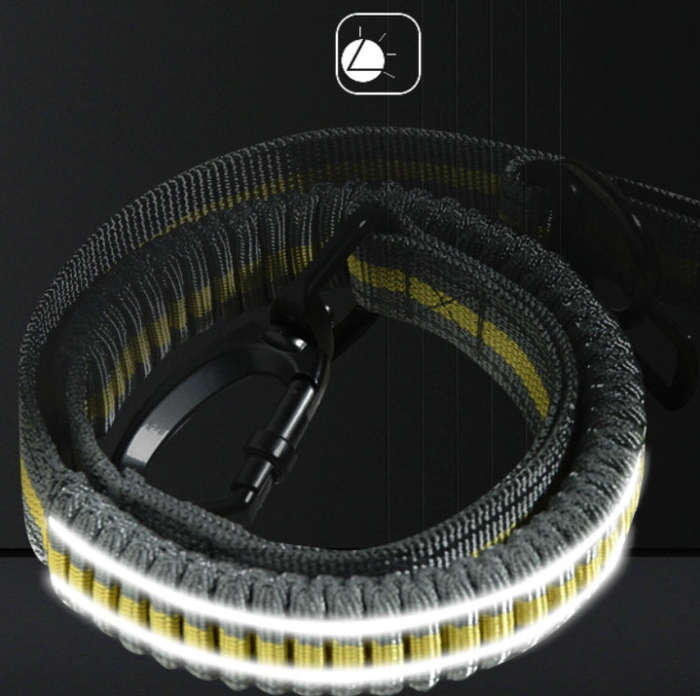 Dog Outdoor Anti-Scourge Traction Rope Nylon Reflective Elastic Stretch Dog Walking Rope(Yellow)