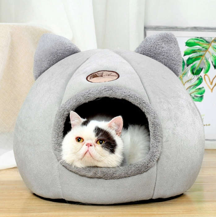 Winter Semi-Closed Warm & Velvet Round Pet Nest, Size:L 36x36x36cm