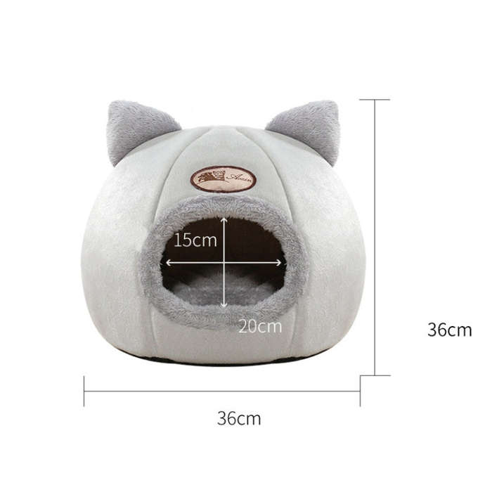 Winter Semi-Closed Warm & Velvet Round Pet Nest, Size:L 36x36x36cm