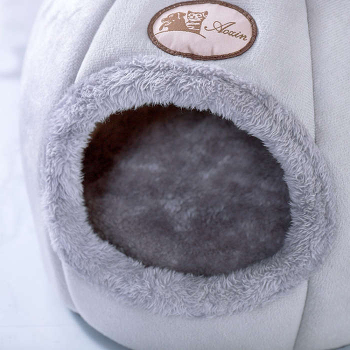Winter Semi-Closed Warm & Velvet Round Pet Nest, Size:L 36x36x36cm