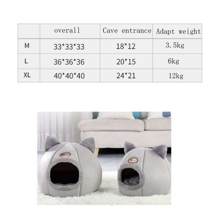 Winter Semi-Closed Warm & Velvet Round Pet Nest, Size:L 36x36x36cm