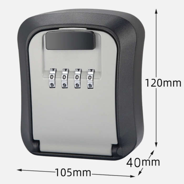 Wall-Mounted Key Code Box Construction Site Home Decoration Four-Digit Code Lock Key Box(Gray)