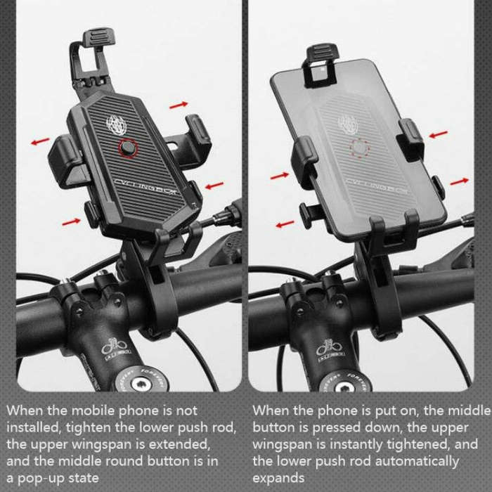 Bicycle Mobile Phone Holder Can Rotate And Adjust Fixed Aluminum Alloy Bracket Automatic Grab Bra...
