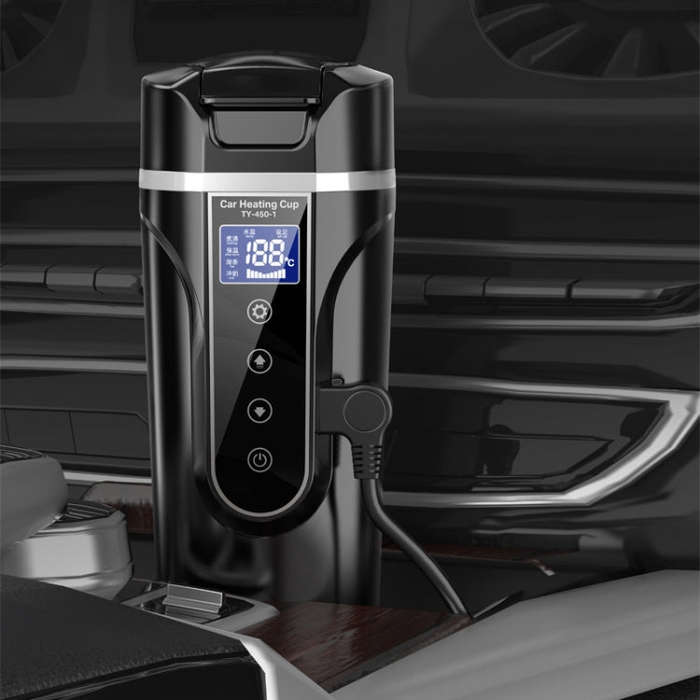 450ml Car Heating Water Bottle Thermos Mug Car Truck Universal Boiling Water Cup, Style:Car Model...