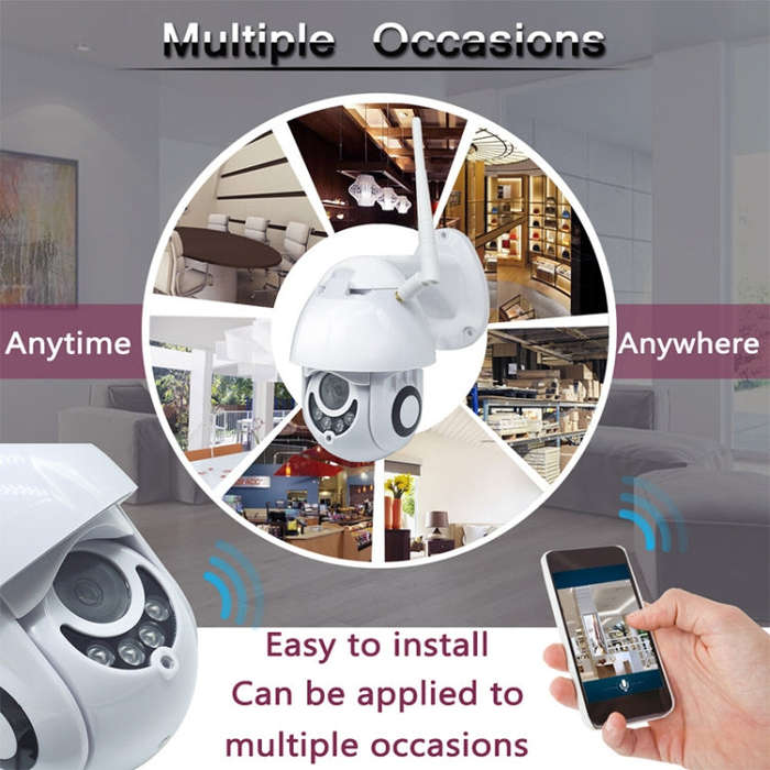 OU-A1IN PTZ Control 355 Degree Rotation Infrared WiFi Smart Dome Camera, Two-Way Voice Intercom M...