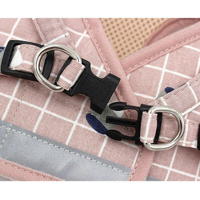Reflective & Breathable Vest Traction Rope Pet Chest Leash, Size:S(Gray Grid)