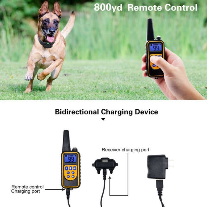 Bark Stopper Training Device Dog Collar with Vibration Warning(EU Plug)