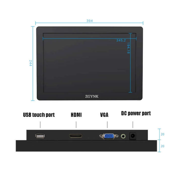 ZGYNK KQ101 HD Embedded Display Industrial Screen, Size: 15.6 inch, Style:Resistive