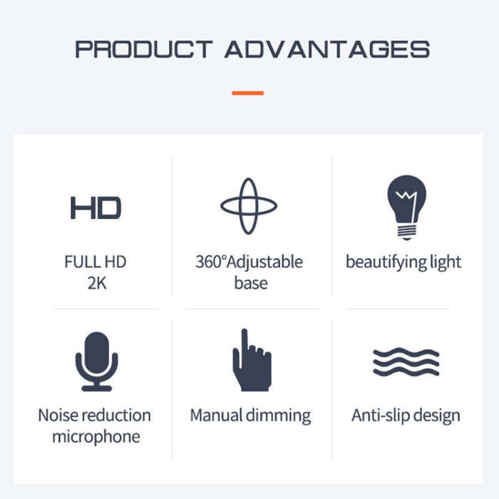 A9mini USB Drive-Free HD Fill Light Camera with Microphone, Pixel: 5.0 Million Pixels 2K Auto Focus