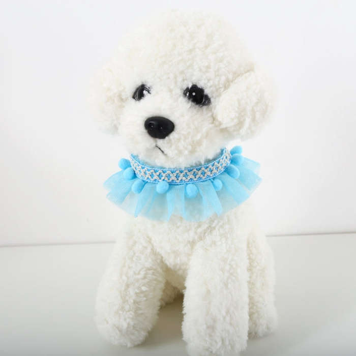 Lace Pet Adjustable Collar Cat Dog Photo Accessories, Size:M 25-30cm(Blue)
