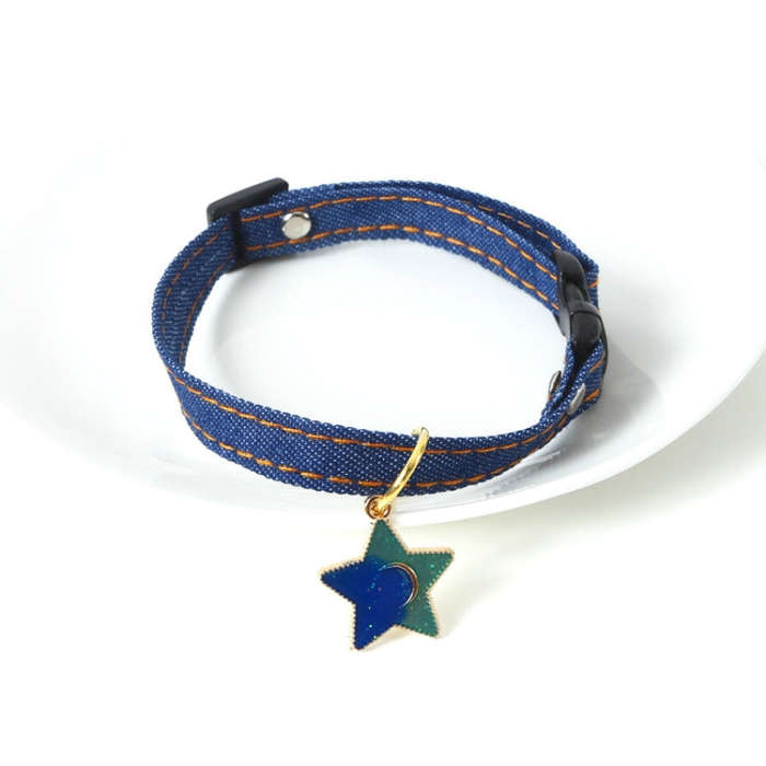 Pet Cowboy Cat Dog Collar With Bell Pet Accessories, Size:S 16-32cm, Style:Five-pointed Star