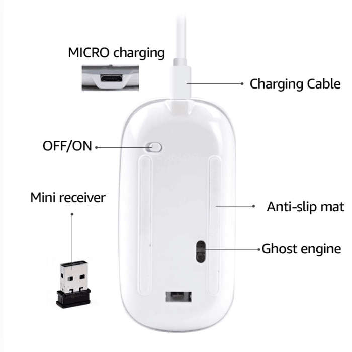iMICE  E-1300 4 Keys 1600DPI Luminous Wireless Silent Desktop Notebook Mini Mouse, Style:Charging...