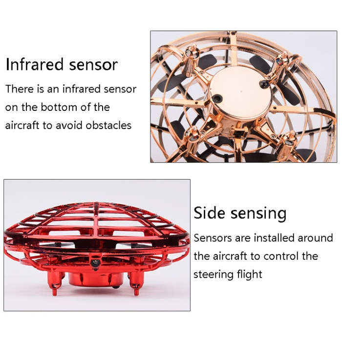 Mini Sensor UFO Remote Control Drone Smart Gesture Sensor UFO Remote Control UFO Aircraft(Golden)