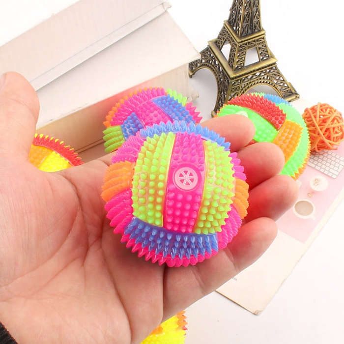 10 PCS Luminous Volleyball Bouncy Ball Massage Ball Whistle Thorn Ball, Random Color Delivery, Di...
