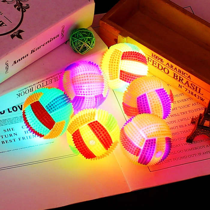 10 PCS Luminous Volleyball Bouncy Ball Massage Ball Whistle Thorn Ball, Random Color Delivery, Di...