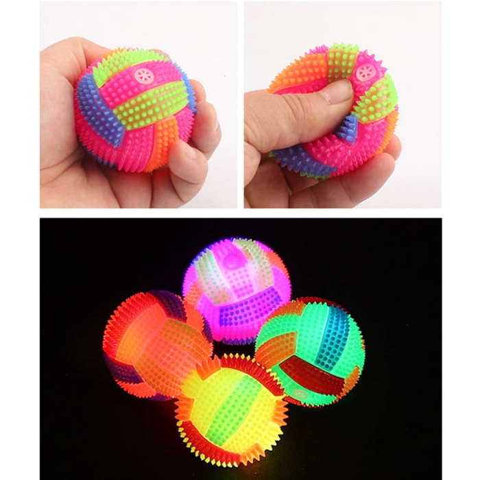 10 PCS Luminous Volleyball Bouncy Ball Massage Ball Whistle Thorn Ball, Random Color Delivery, Di...