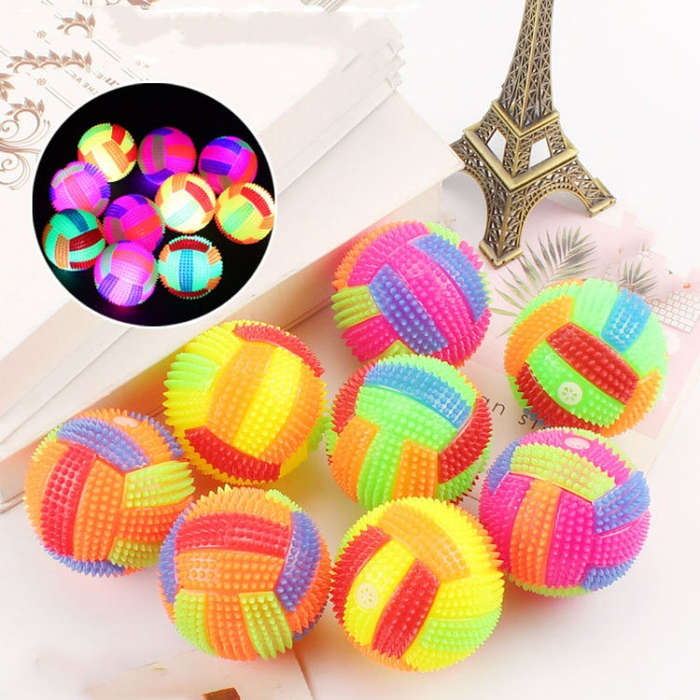 10 PCS Luminous Volleyball Bouncy Ball Massage Ball Whistle Thorn Ball, Random Color Delivery, Di...