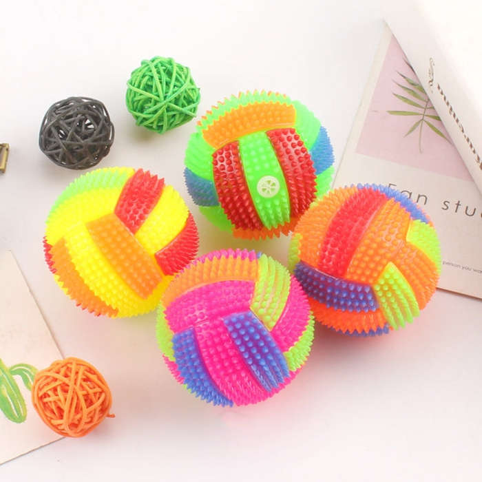 10 PCS Luminous Volleyball Bouncy Ball Massage Ball Whistle Thorn Ball, Random Color Delivery, Di...