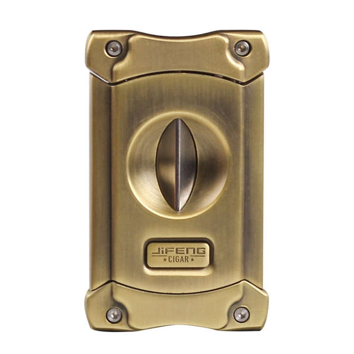 JIFENG 3 In 1 V Cigar Scissors Cigar Holder Cigar Cutter With Cigar Puncher(Bronze Wire Drawing)