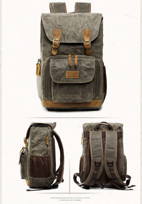 Batik Canvas Waterproof Photography Bag Outdoor Wear-resistant Large Camera Photo Backpack Men fo...