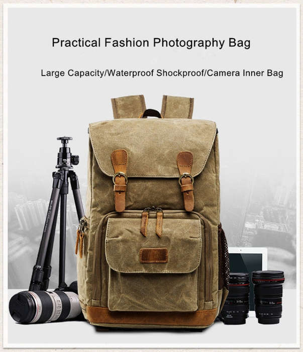 Batik Canvas Waterproof Photography Bag Outdoor Wear-resistant Large Camera Photo Backpack Men fo...